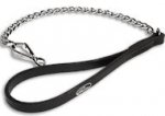 Chain Dog Leash with Leather Handle and Quick release snap hook