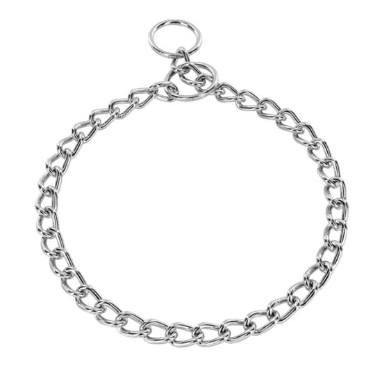Chrome Plated Short Link Chain Collar with Round Chain - 3.0 mm